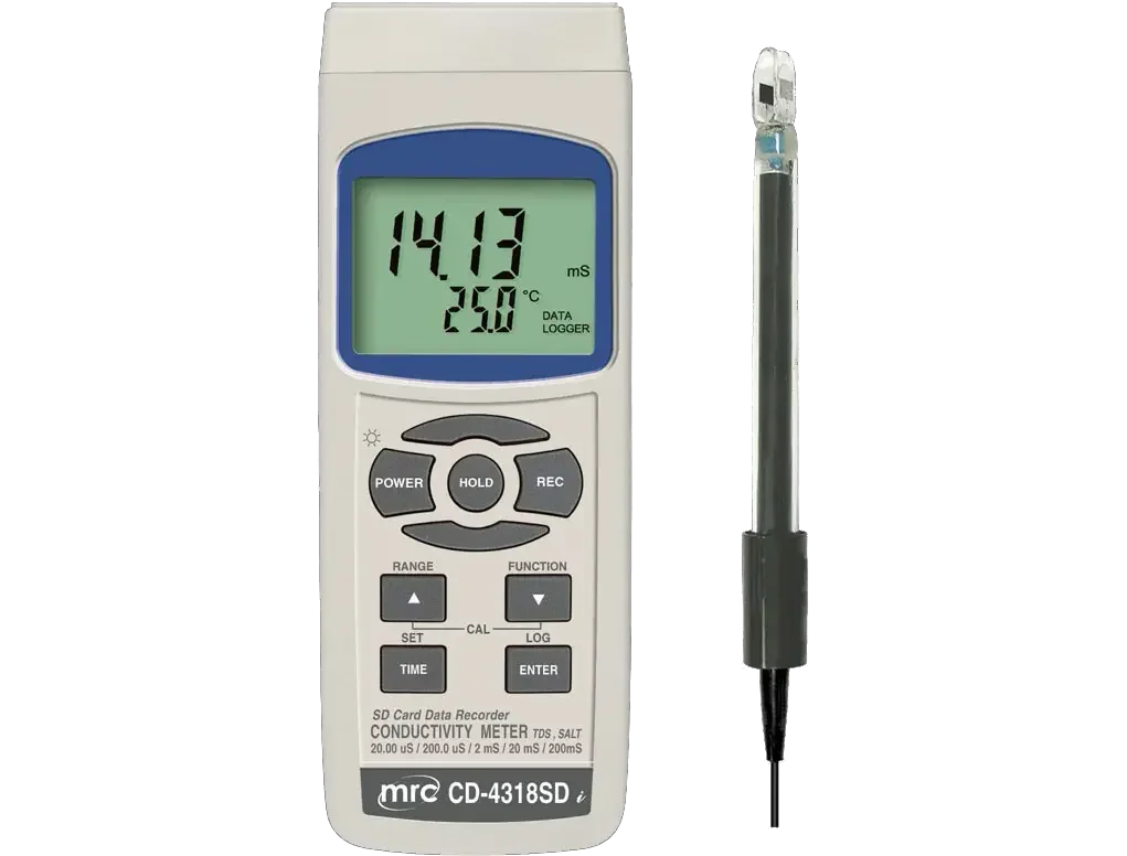 מד מוליכות + מליחות + TDS + טמפ'+ אגירת נתונים