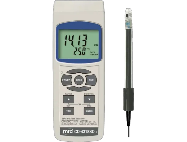 מד מוליכות + מליחות + TDS + טמפ'+ אגירת נתונים