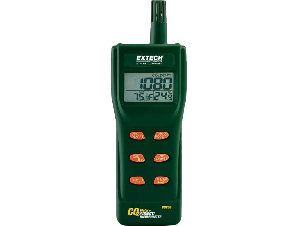 מד איכות אויר למדידת CO2, טמפ' אוויר, לחות אוויר