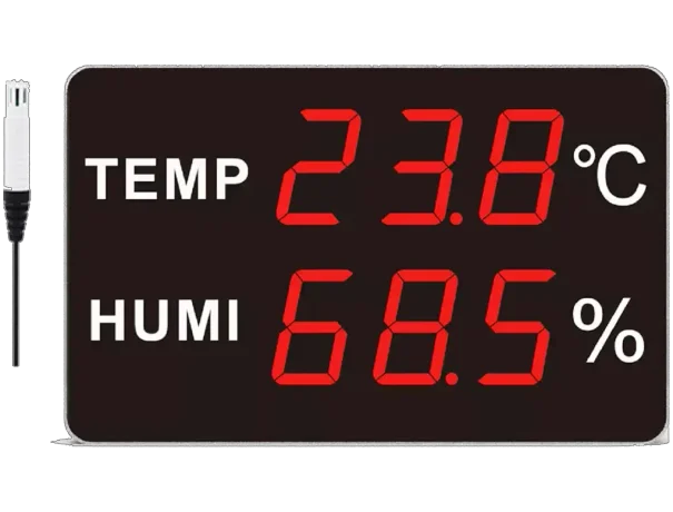 תצוגת גדולה של טמפרטורה/לחות ,385*242מ"מ,לטווח עד 30 מטר.